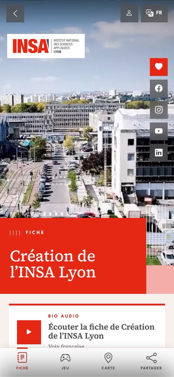 Une vraie fiche de INSA Lyon, sur un téléphone